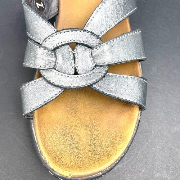 Skechers Women’s Luxe Foam Sandals Metallic Grey Slip-On Comfort Shoes Size 7 - Picture 7 of 8